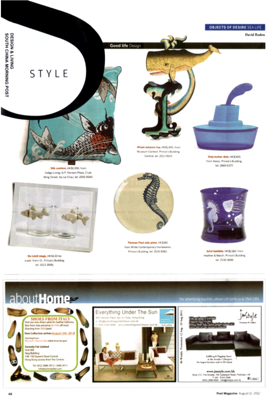 Artěl’s Frutti di Mare Single Old Fashioned Featured in South China Morning Post – August 2012