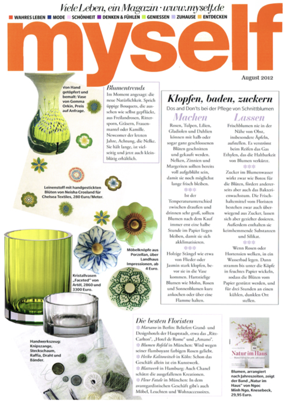 Artěl’s Faceted Vase and Bowl Featured in Myself – August 2012