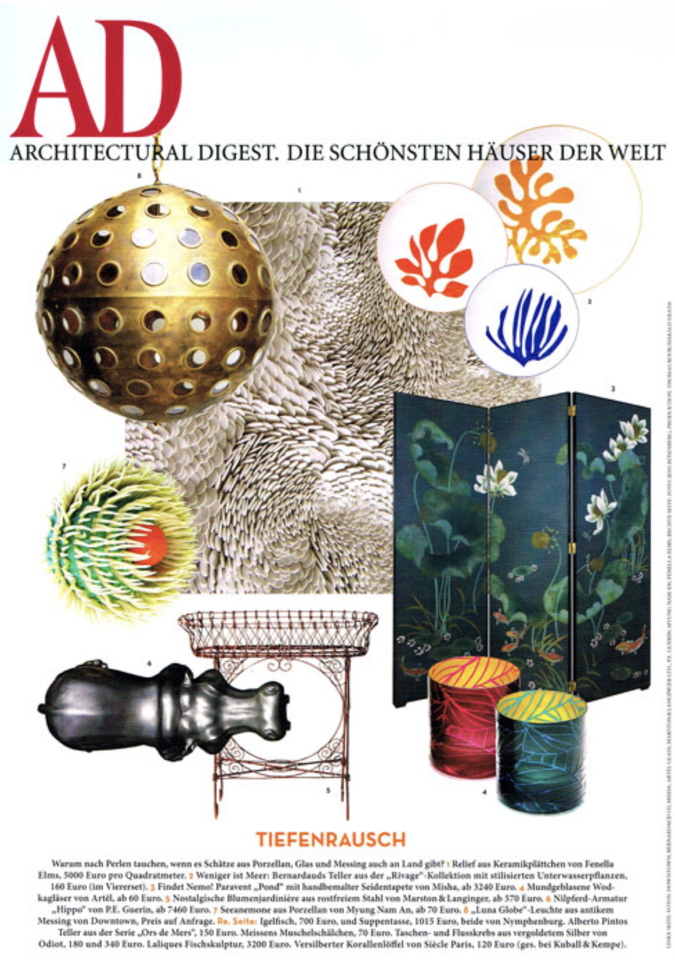 Artěl’s Banana Leaves Double Old Fashioned Glasses Featured in Architectural Digest – July–August 2012