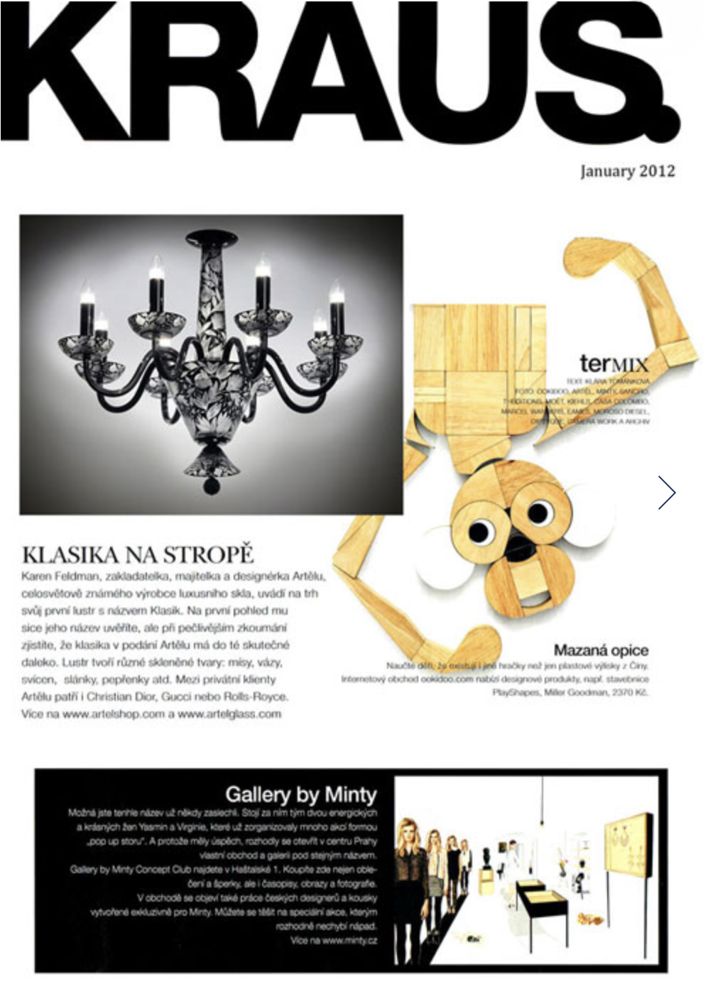 Artěl’s Klasik Chandelier Featured in Kraus – January 2012