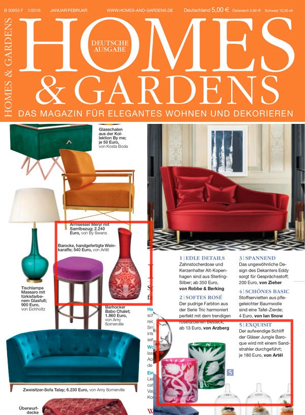 ARTĚL'S collections featured in HOMES & GARDENS magazine – January – February 2018