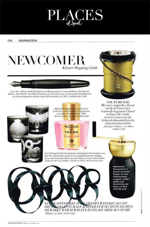 Artěl’s Cabinet of Curiosity Glasses Featured in Places of Spirit – October–November 2016