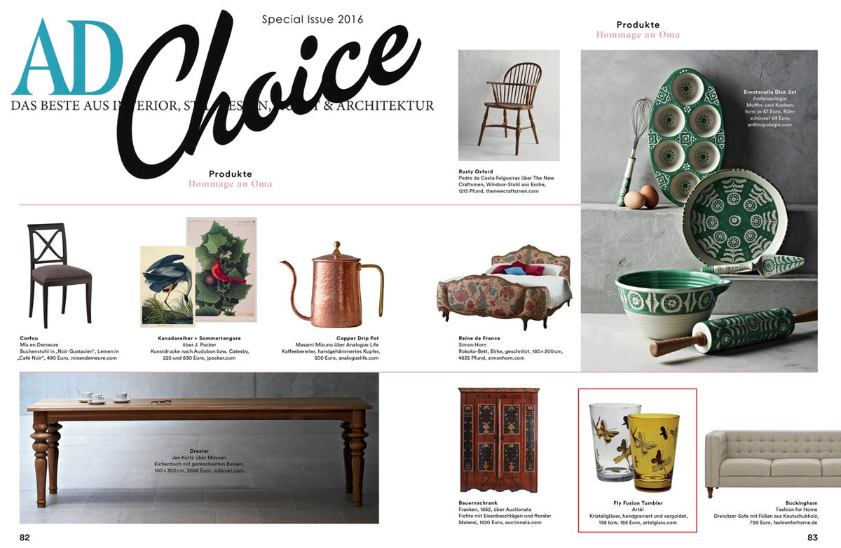 Artěl’s Fly Fusion Gilded Featured in Architectural Digest Choice Special Issue – 2016