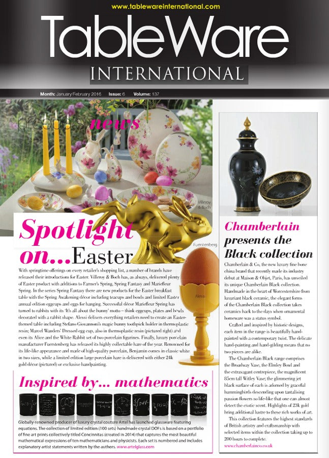 Artěl’s Concinnitas Featured in Tableware International – January–February 2016