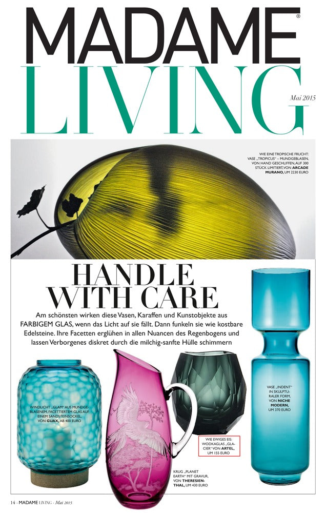 Artěl’s Glacier Vodka in Smoke Featured in Madame Living Magazine – May 2015