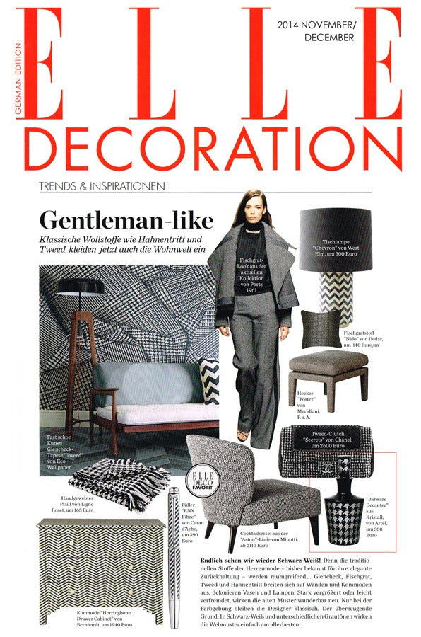 Artěl’s Houndstooth Barware Decanter Featured in Elle Decoration Germany – November–December 2014