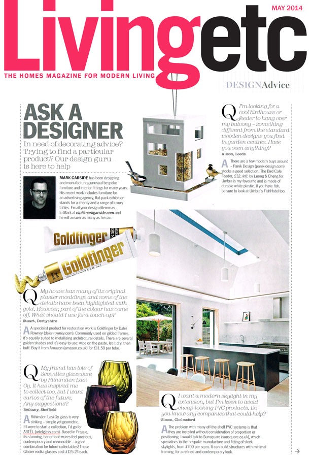 Artěl’s Glacier Vodka Featured in the May 2014 Issue of Living Etc Magazine