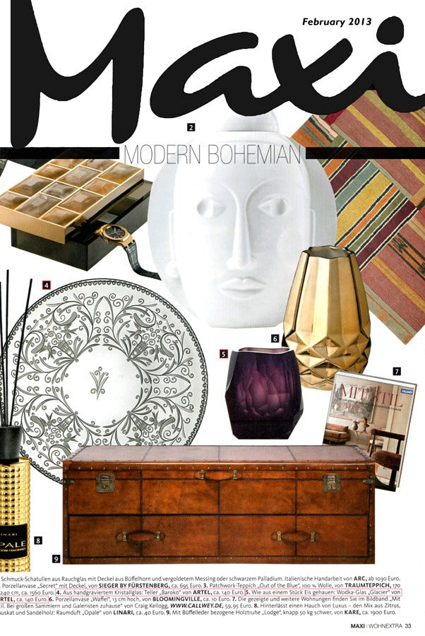 Artěl’s Glass Featured in Maxi Magazine – February 2013