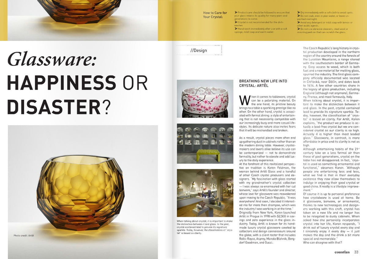 Artěl’s Glass and Stores Featured in Countlan Magazine – April 2013