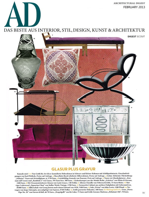 Artěl’s Reeds Barware Decanter Featured in Architectural Digest – February 2013