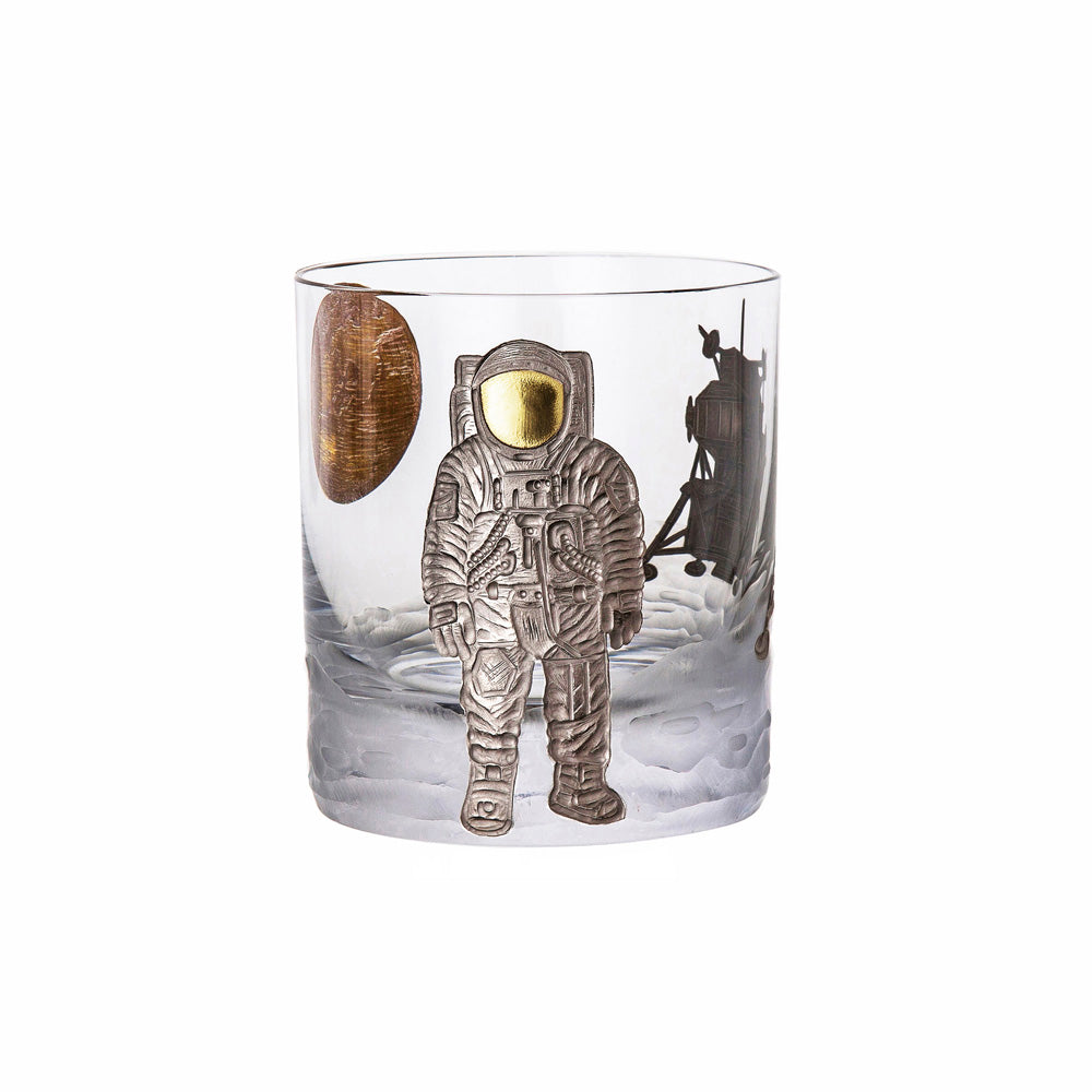 Space Race Apollo 11, Double Old Fashioned Gilded, Gilded Gold and Platinum in Clear