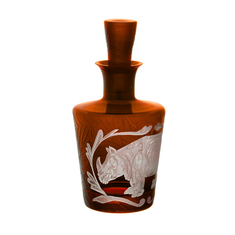 Jungle Baroque I Rhinoceros Barware Decanter Rust