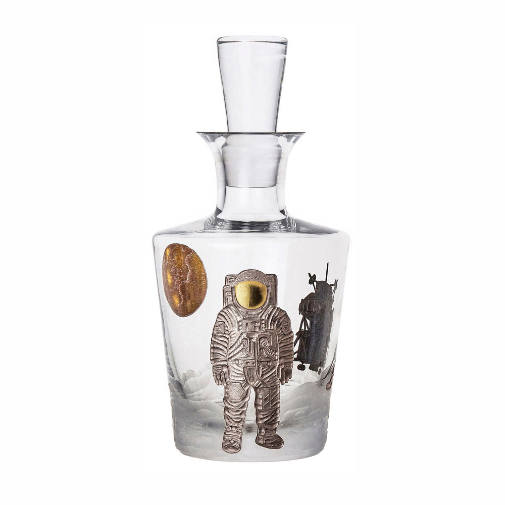 Space Race Apollo 11, Barware Decanter, Gilded Gold and Platinum in Clear